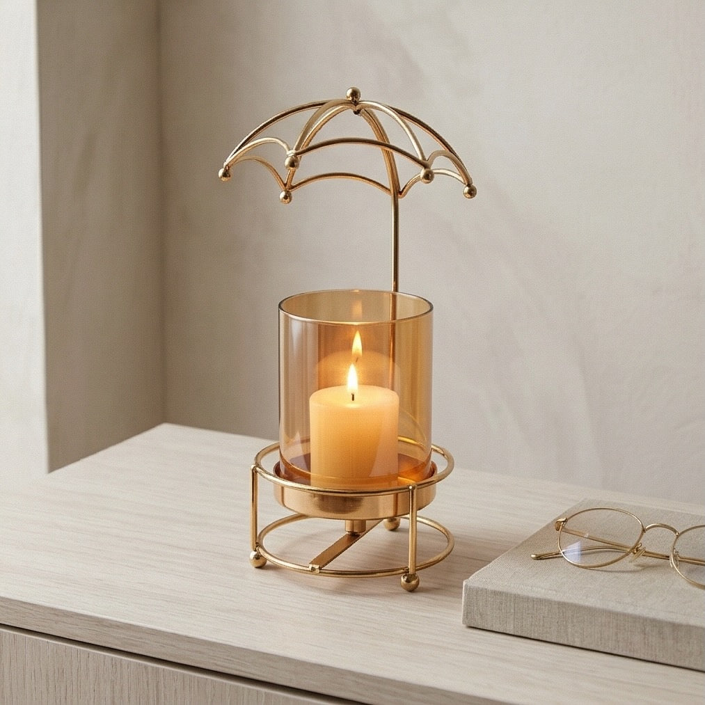 Golden Canopy Candle Holder Set