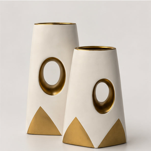 Golden Ivory Vase Set