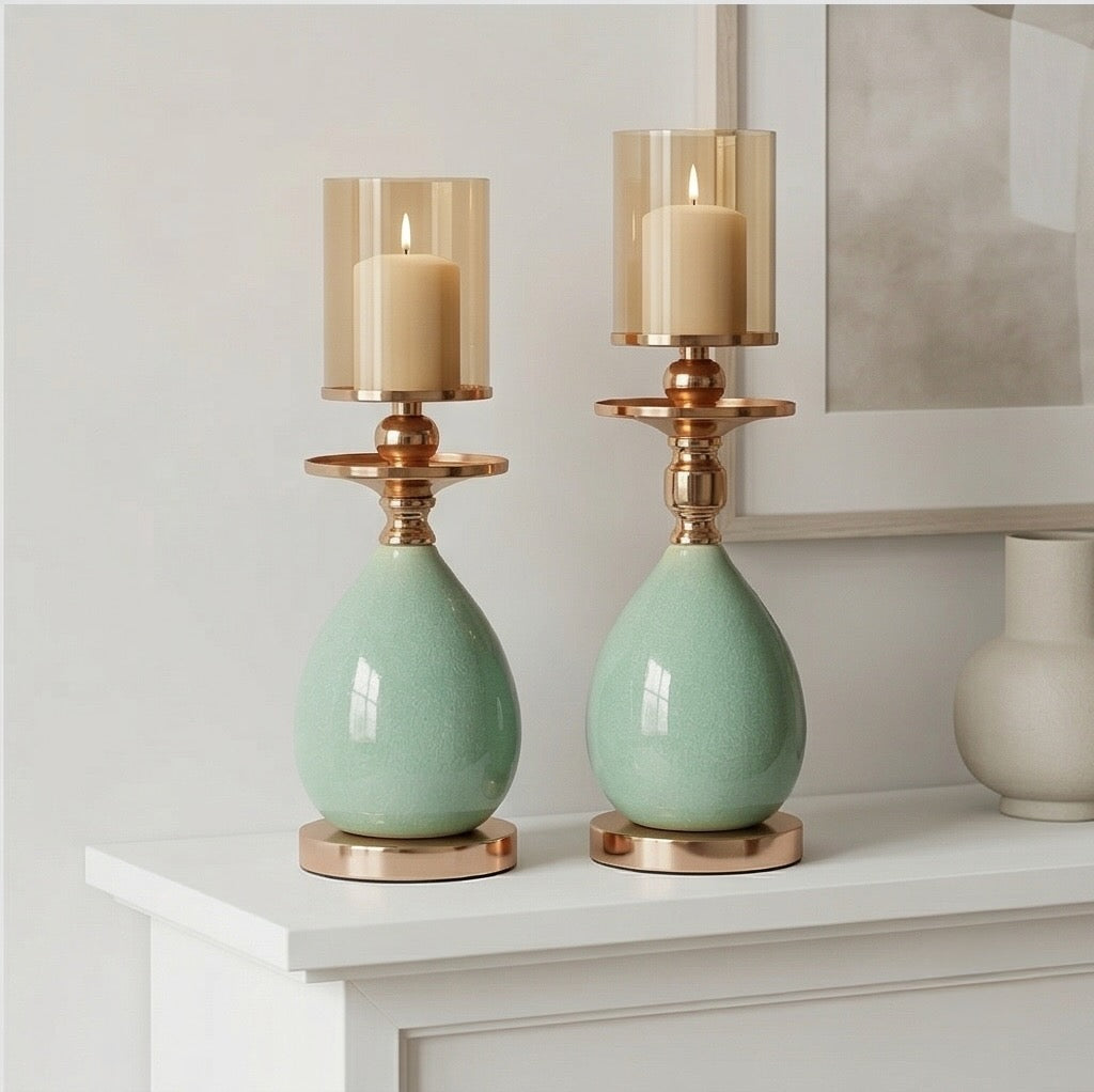 Verdant Glow Candle Holder Set