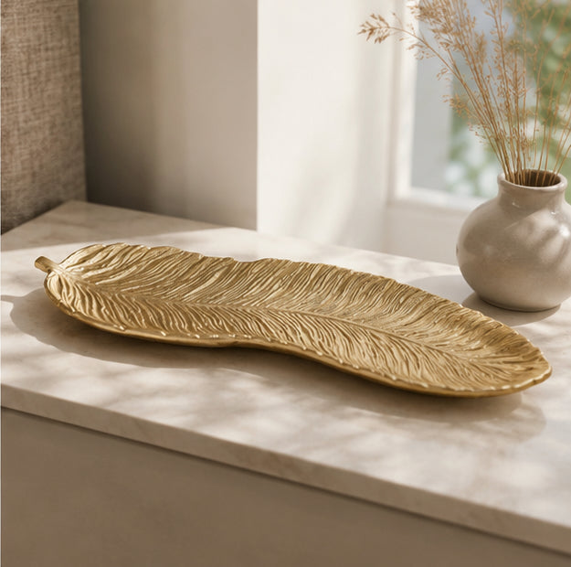 Gilded Feather Tray