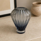 Midnight Ribbed Glass Vase