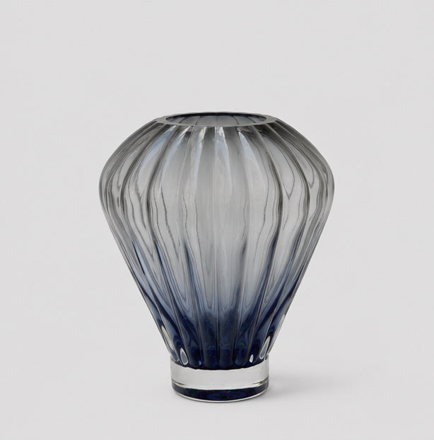 Midnight Ribbed Glass Vase