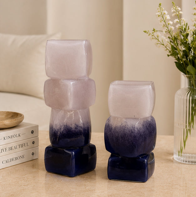 Indigo Mosaic Vase Set