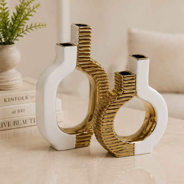 Gilded Contour Vase Set