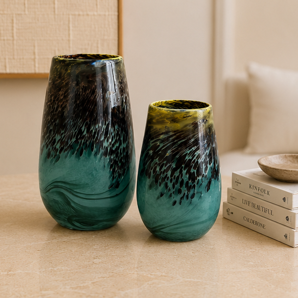 Emerald Eclipse Vase Set
